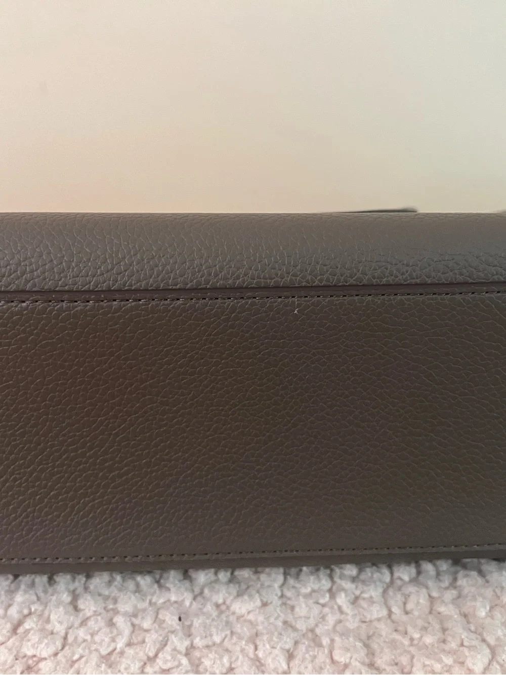 DKNY Gray Pebbled Leather Satchel with Gold Hardware